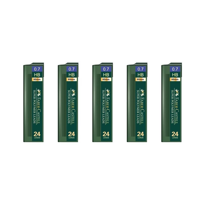 نوک مداد نوکی 0.7 میلی متری فابر کاستل مدل Super Polymer HB بسته پنج عددی