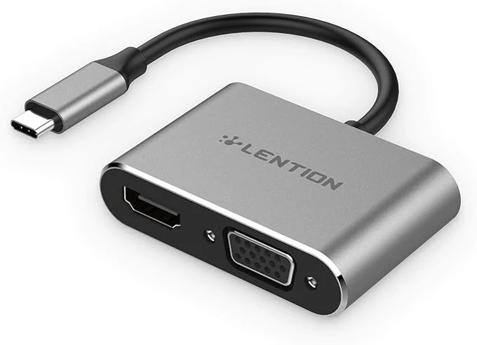هاب مبدل usb c لنشن به HDMI / VGA 2 in 1 مدل Lention C51S HV