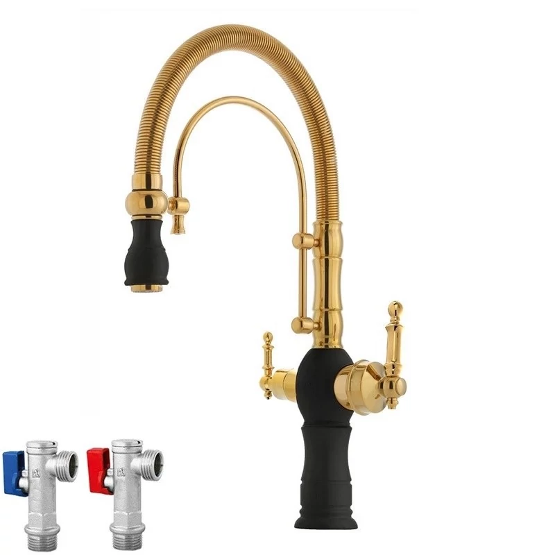 شیر آلات ظرفشویی دومنظوره مشکی طلایی 