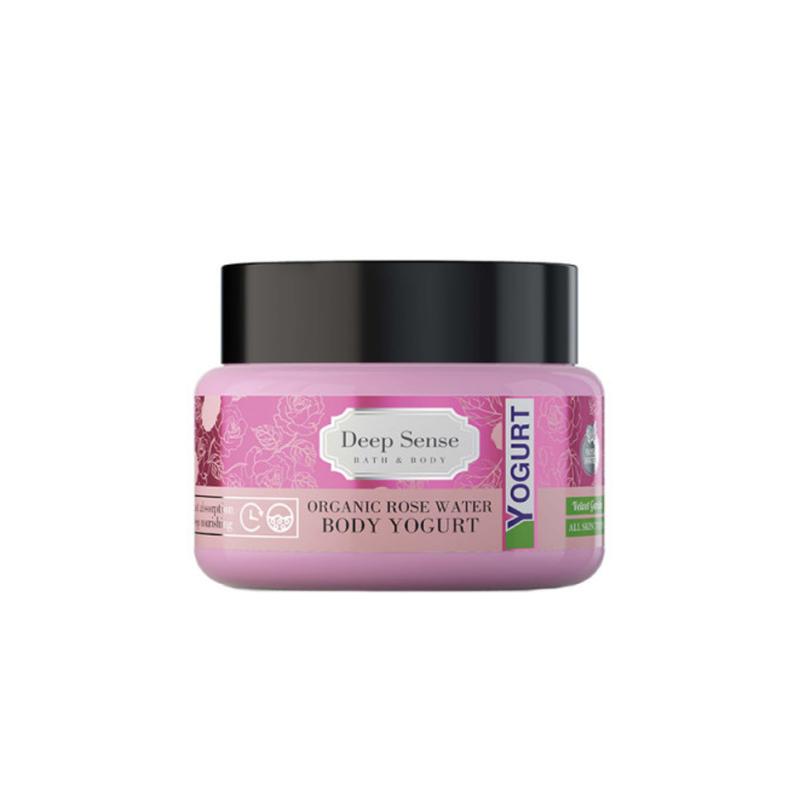 ماست بدن (کرم ژل آبرسان بدن) گلاب دیپ سنس مناسب انواع پوست حجم 250 میلی لیتر