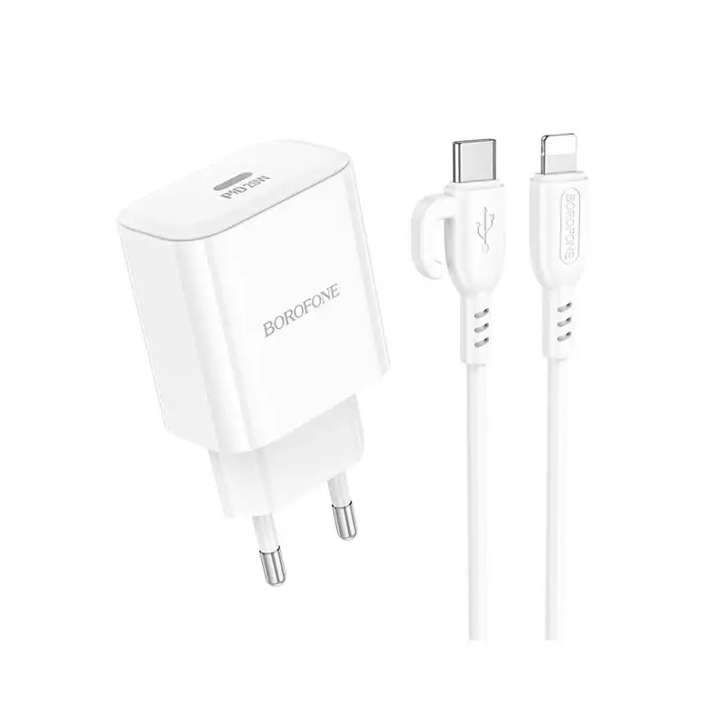 شارژر دیواری 20 وات بروفون مدل BA81A PD به همراه کابل تبدیل لایتنینگ