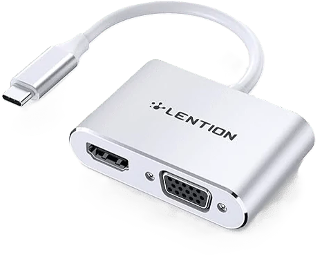 هاب مبدل usb c لنشن به HDMI / VGA 2 in 1 مدل Lention C51S HV سفید
