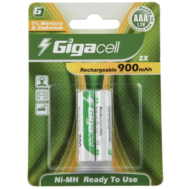 باتری دوتایی نیم قلمی شارژی Gigacell NI-MH HR03 AAA 900mAh