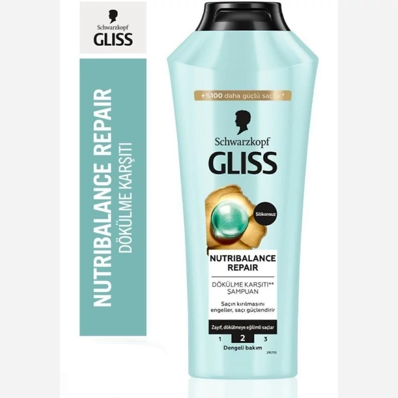 شامپو گلیس GLISS مدل ضدریزش NUTRIBALANCE REPAIR حجم 500 میل