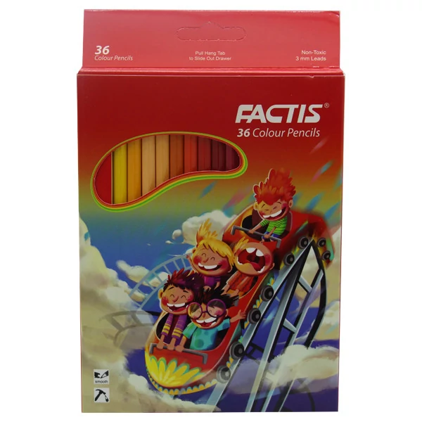 مداد رنگی 36 رنگ جعبه مقوایی فکتیس طرح ترن هوایی