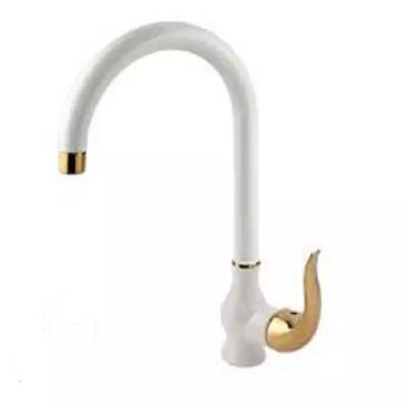 شیر روشویی سانیا مدل دنیا رنگ سفید طلایی با ضمانت 60 ماهه