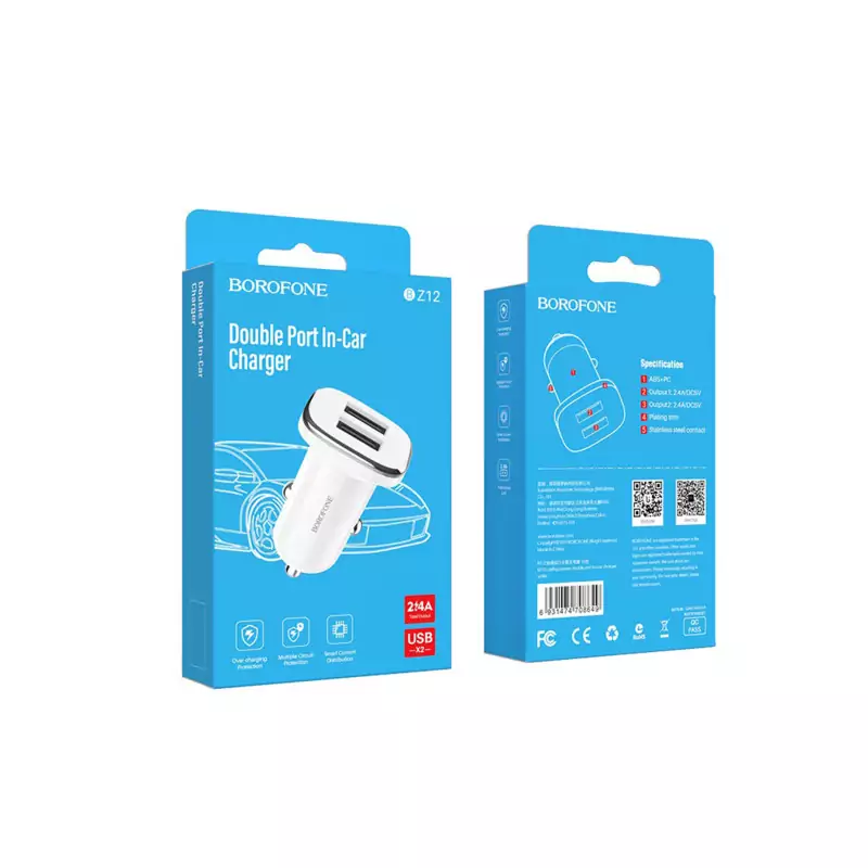 شارژر فندکی بروفون مدل BZ12 به همراه کابل تبدیل لایتنینگ