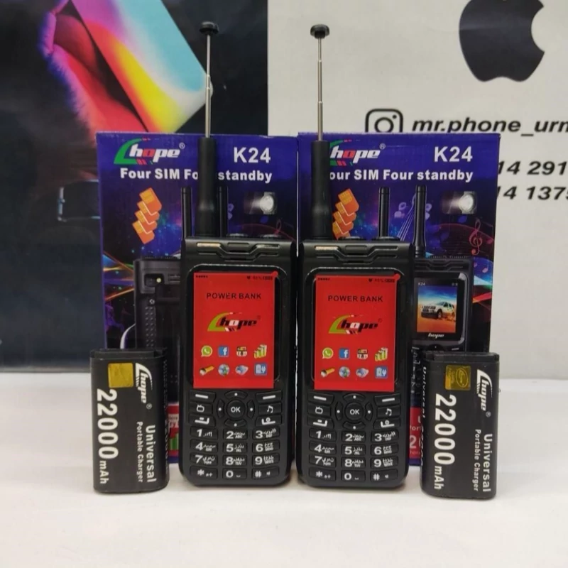 گوشی موبایل ارتشی هوپ k24 باتری 22000 چهار سیم کارت پلمپ آکبند کیفیت درجه 1 ریجستری شده با کد فعالسازی 