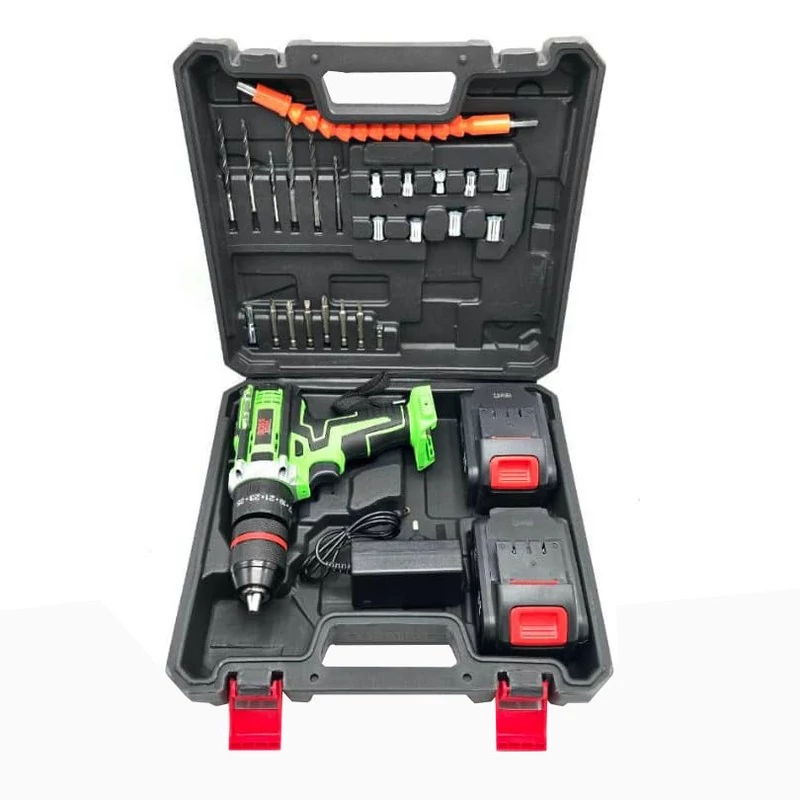 دریل چکشی شارژی صنعتی باس مدل BS-148VF-G مجموعه 26 عددی