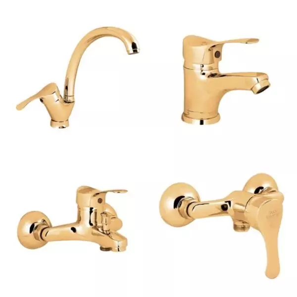 ست کامل شیرآلات ایران گروه مدل دیبا طلایی (با 7 سال ضمانت - استاندارد)