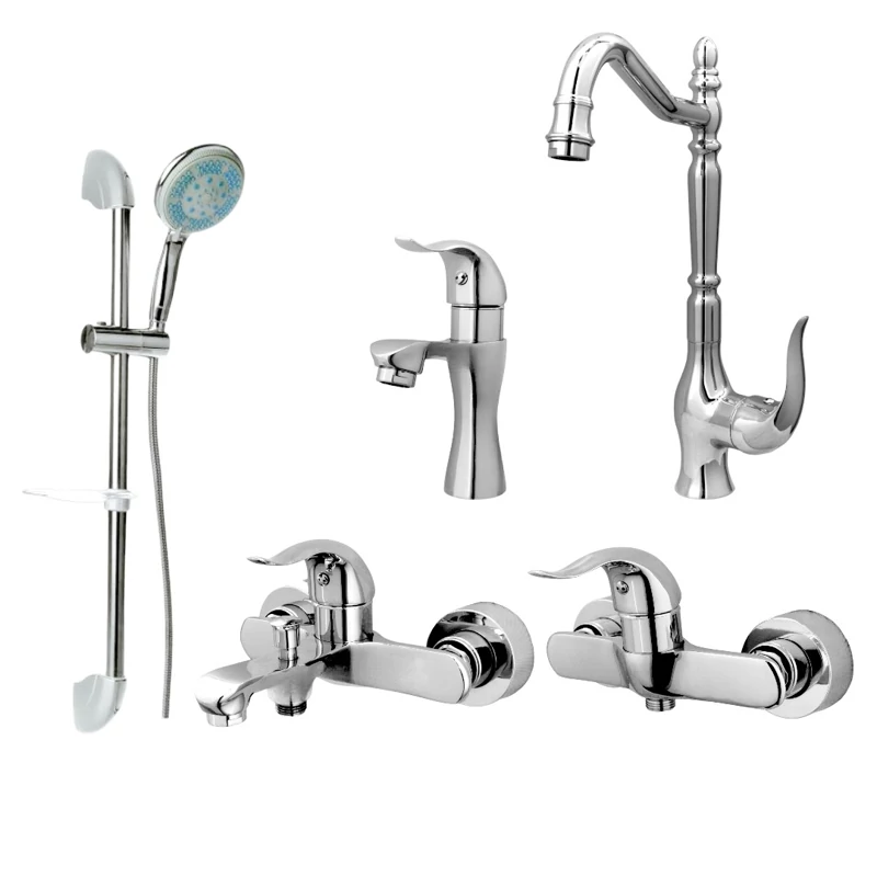 ست شیرآلات برند آسایش مدل آلفرد با 5 سال گارانتی همراه با علم دوش یونیکا حمام تک کاره و شلنگ توالت 