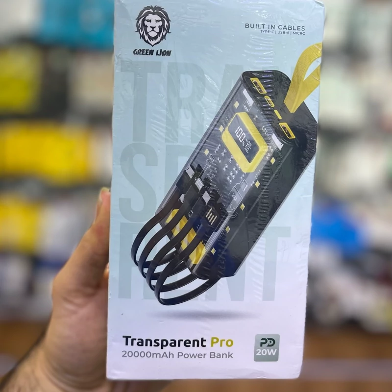 پاوربانک گرین لاین مدل Transparent pro ظرفیت 20000 میلی آمپر ساعت