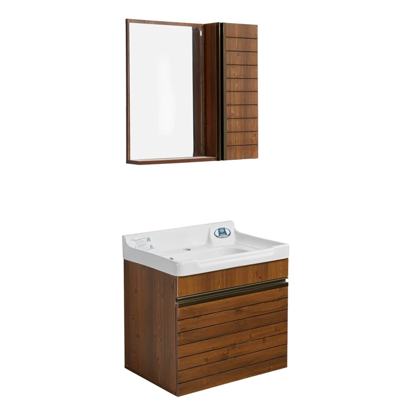 روشویی کابینتی و آینه باکس طرح چوب