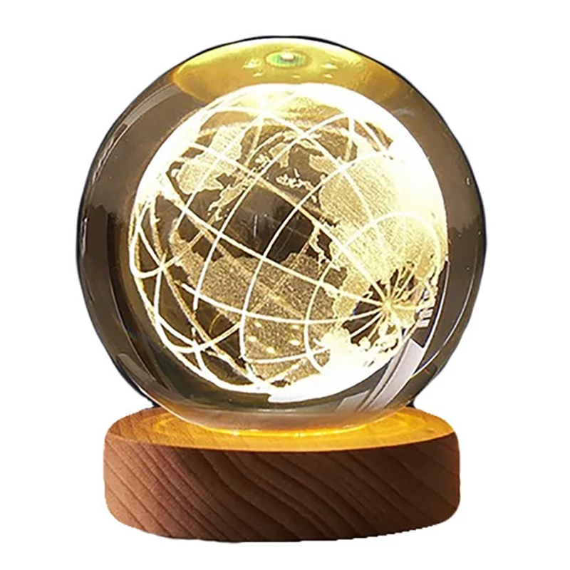 چراغ رومیزی مدل گوی کریستالی چراغدار طرح کره زمین کد 91071-2K