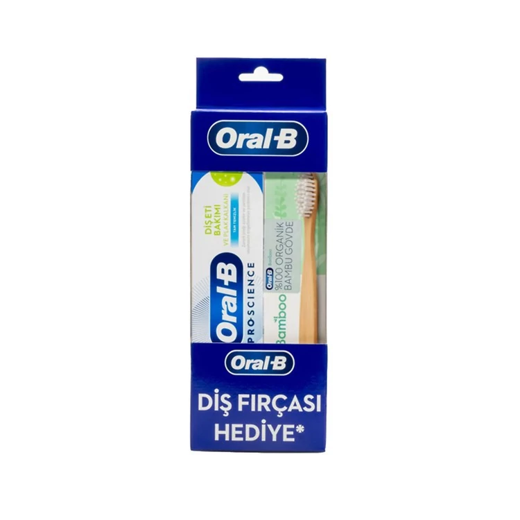 پک مسواک بامبو و خمیر دندان اورال بی مدل Gum Care and Plaque Shield حجم 50 میل