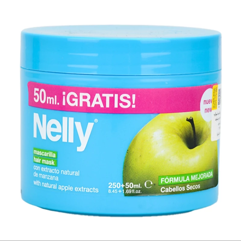 ماسک مو سیب نلی 300 میل، مناسب موهای رنگ شده و خشک، براق کننده مو ، احیا کننده ،