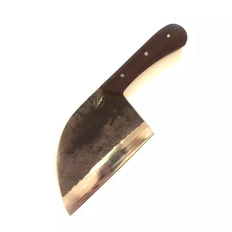 ساطور طعبیت گردی آشپزی مدل صربستانی جنس تیغه فولاد فنر دسته چوب جنگل