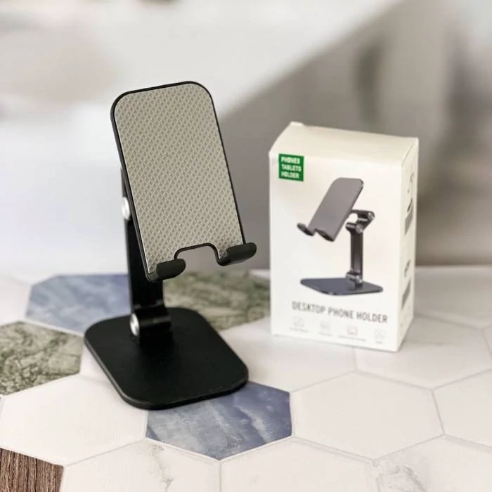 هولدر رومیزی مدلT701A   مشخصات محصول در  رنگبندی سفید و مشکی  پایه ی فلزی محکم   چرخش 360د