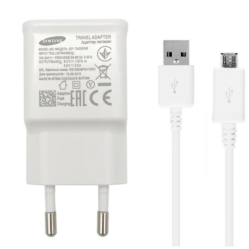 شارژر دیواری فست شارژر سامسونگ مدل S6 همراه با کابل