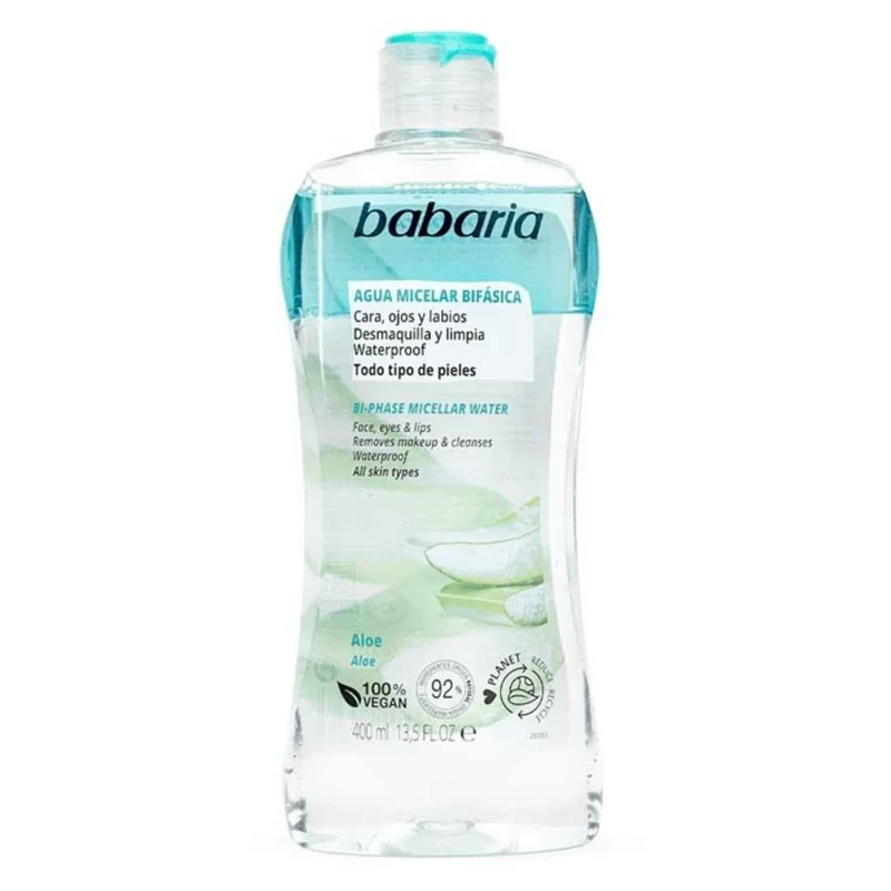 میسلار واتر دو فاز باباریا مدل ALOE مناسب انواع پوست حجم 400 میل