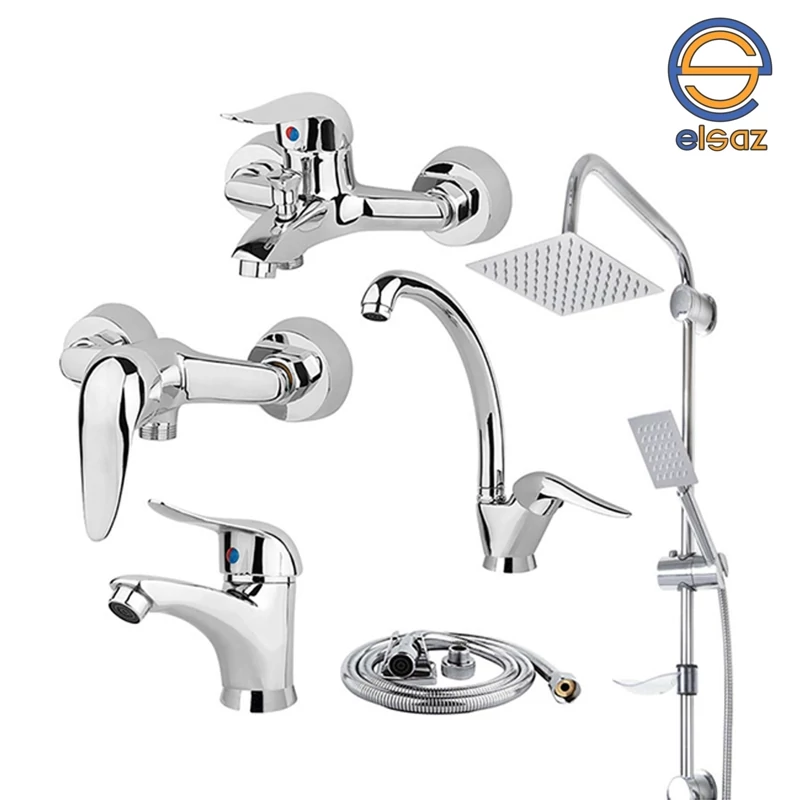 ست شیرآلات اهرمی دیواری اوج پلاس کروم