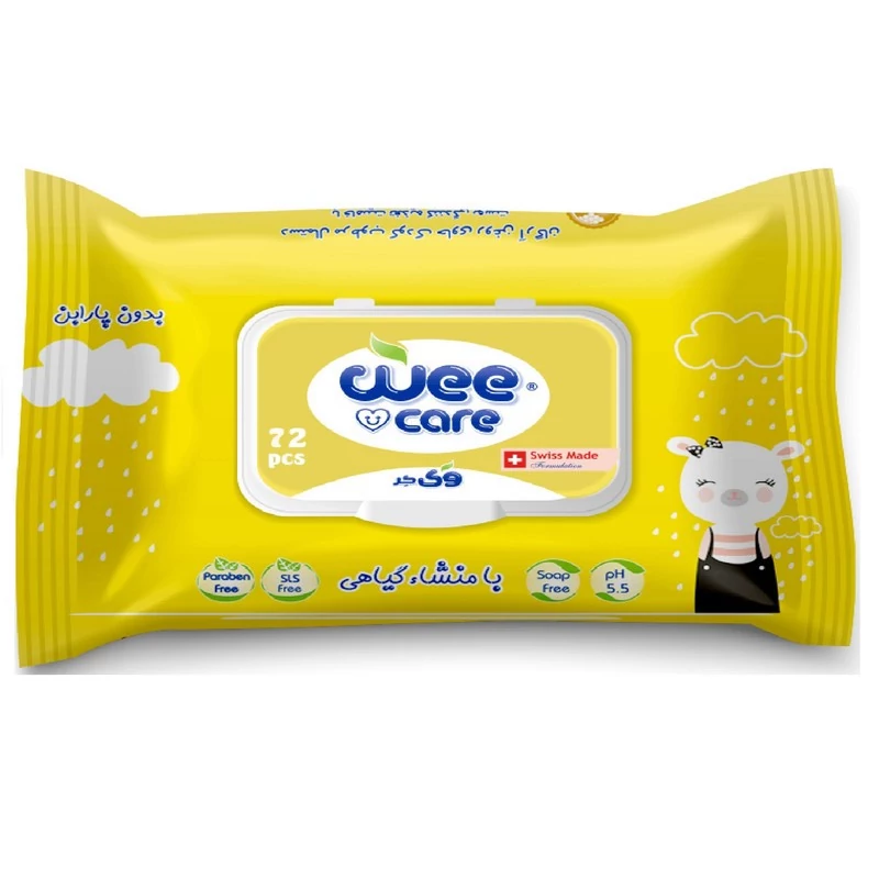 دستمال مرطوب پاکتی 72 عددی وی کر حاوی عصاره عسل و روغن آرگان