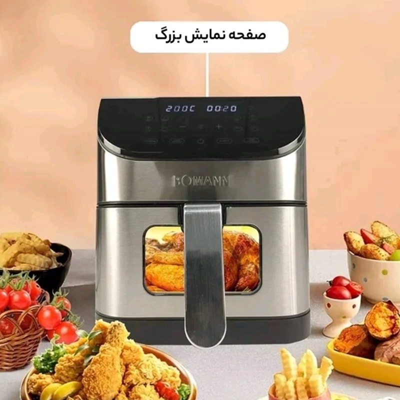 سرخ کن بومن سرخ کن رژیمی بدون روغن Bomanمدل 9306حجم 8 لیتری صفحه لمسی ارسال رایگان 