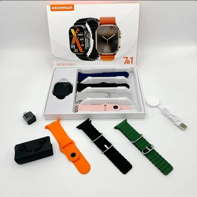 ساعت هوشمند KW28 ULTRA 3 هفت بند اولترا اصلی 2025 بالاترین کیفیت +++A اورجینال تمام صحفه