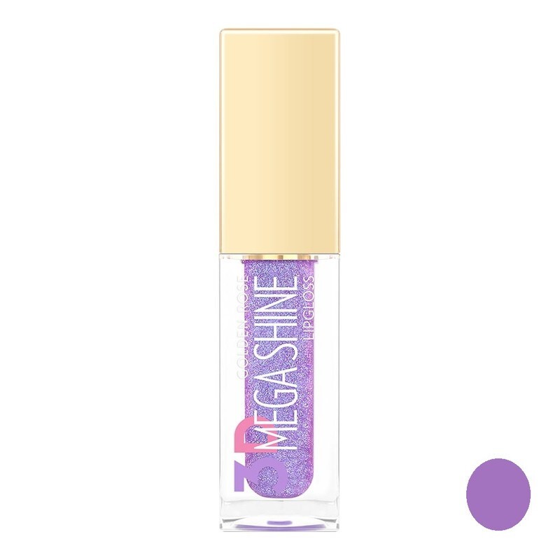 رژ لب و برق لب مایع گلدن رز مدل 3D MEGA SHINE شماره 122 رنگ بنفش روشن حجم 5.2 میل 