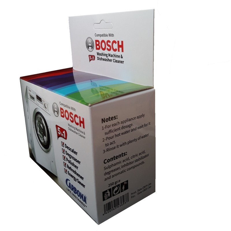 پودر جرم گیر ماشین لباسشویی و ماشین ظرفشویی برند کاربونا بوش 5 عددی
