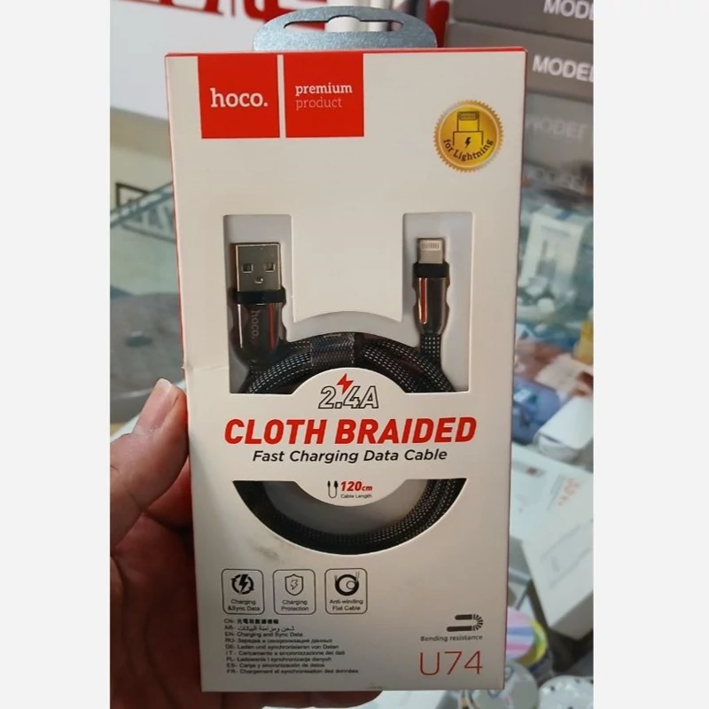 کابل تبدیل USB به لایتنینگ هوکو مدل U74 طول 1.2 متر