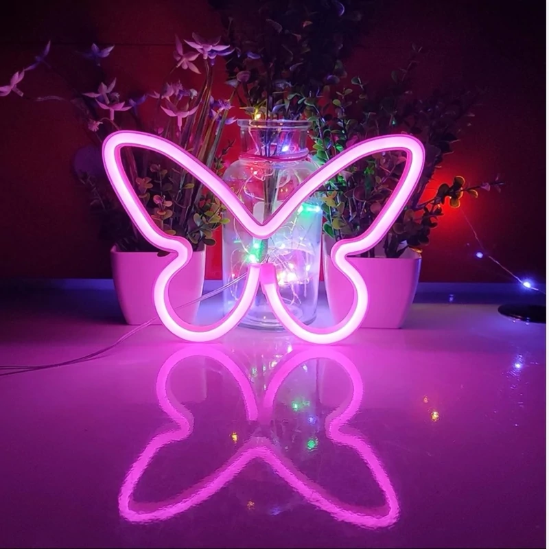 چراغ دیواری مدل تابلو نئون فلکسی نیونی طرح پروانه