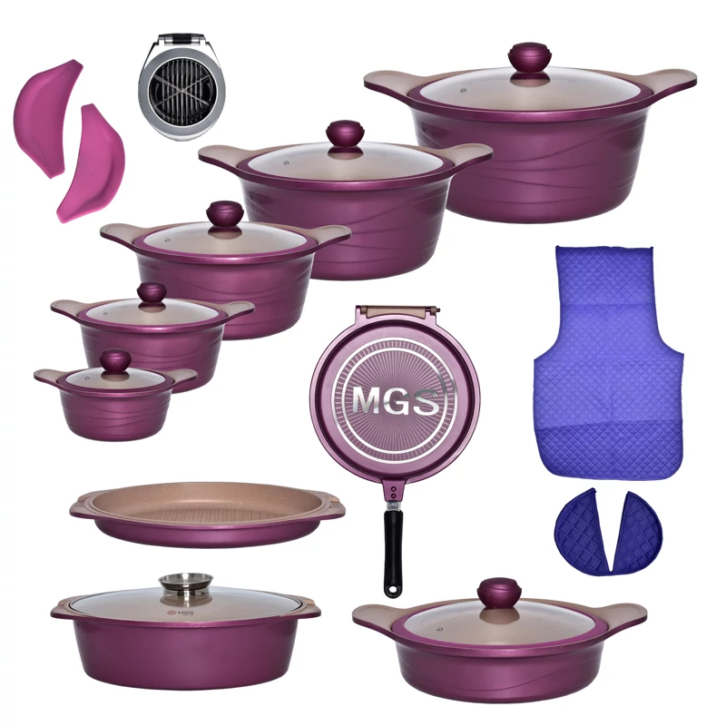 سرویس قابلمه 23 پارچه برند mgs طرح کره ای D (پس کرایه)