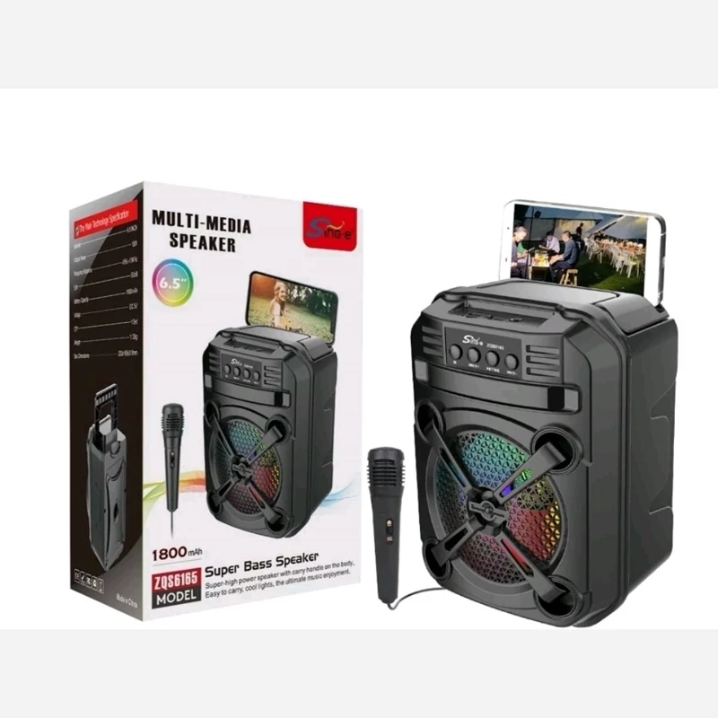 اسپیکر شارژی میکروفون دار  6.5اینچی مدل 6166  پس کرایه 