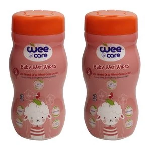 دستمال مرطوب کودک دوعددی حاوی روغن بادام و جوانه گندم ارسال رایگان 