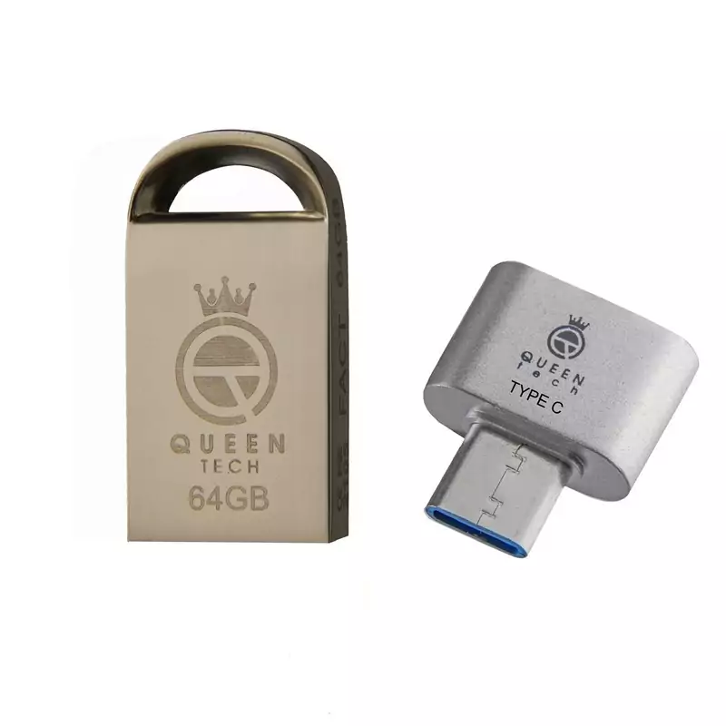 فلش مموری 64 گیگابایت کوئین تک به همراه تبدیل type c
