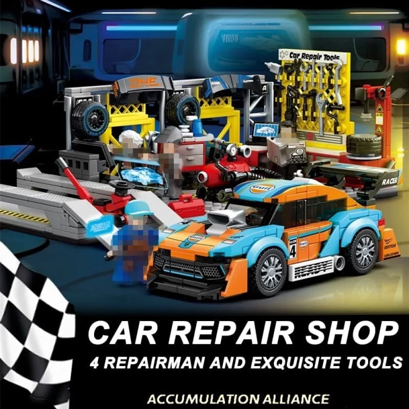 لگو تکنیک تعمیرگاه ماشین مسابقه ای 674 قطعه مدل 714032 SEMBO Racing Vehicle Garage