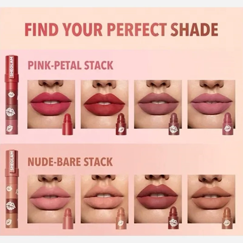 رژ لب چهار تایی مدل mega lips شیگلم اورجینال 