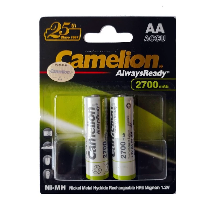 باتری قلمی شارژی دوتایی کملیون Camelion AlwaysReady 2700mAh (ارسال سریع و آسان)
