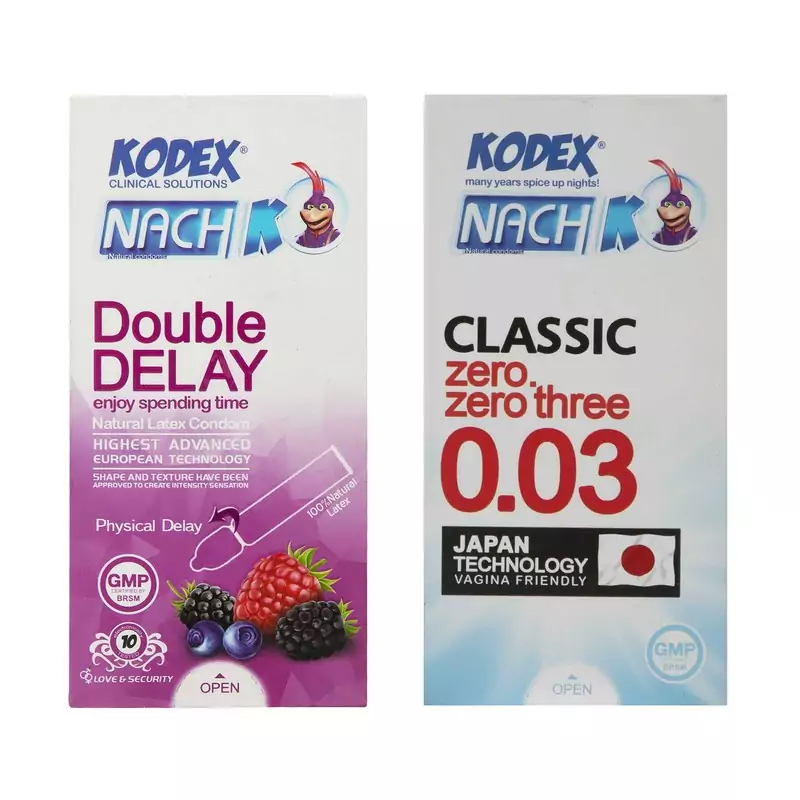 کاندوم ناچ کودکس مدل 0.03 و دبل دیلی مجموعه 2 عددی