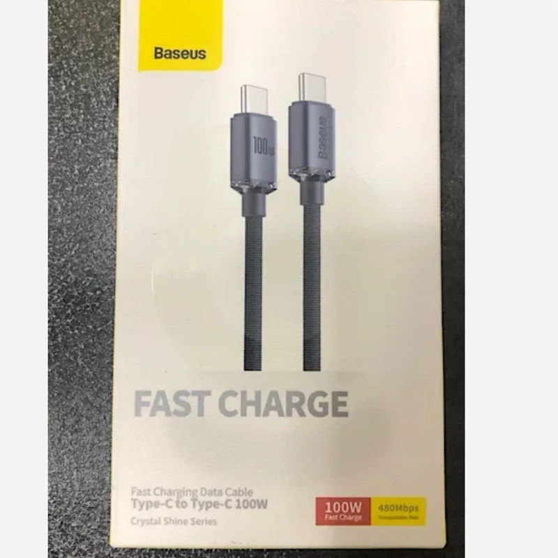 کابل فست شارژType C به Type Cبیسوس مدل Crystal Shine Series 100W طول 2
