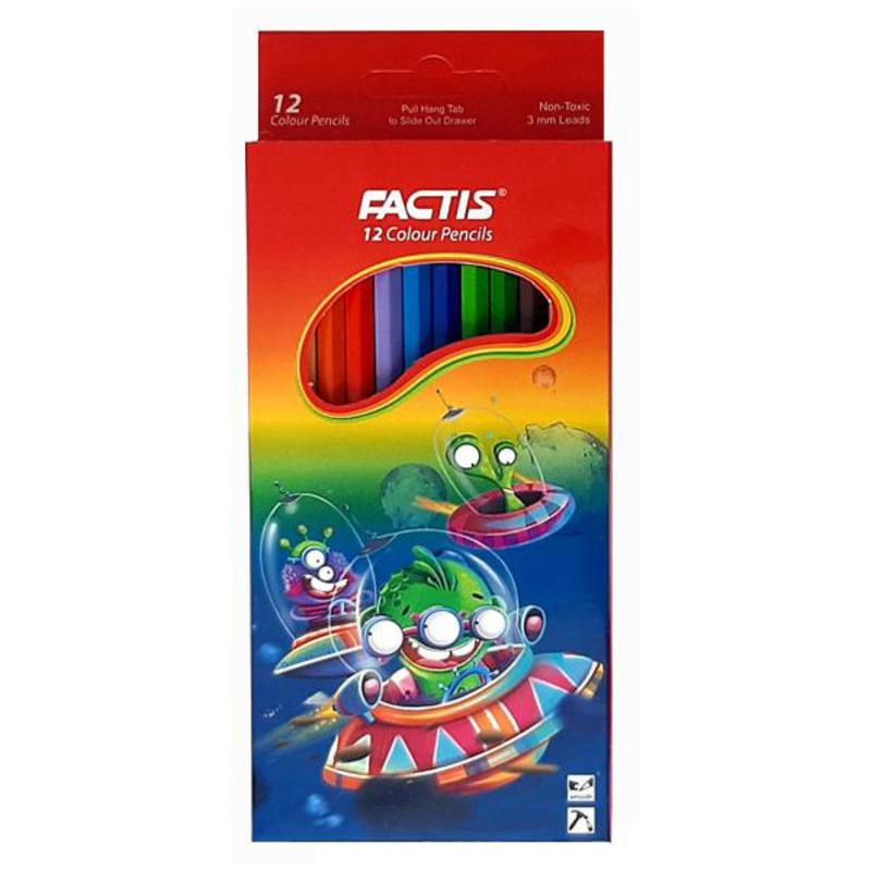 مداد رنگی فکتیس 12 رنگ فلزی تخت   مداد رنگی فکتیس   مداد رنگی 12رنگ    مداد رنگی 
