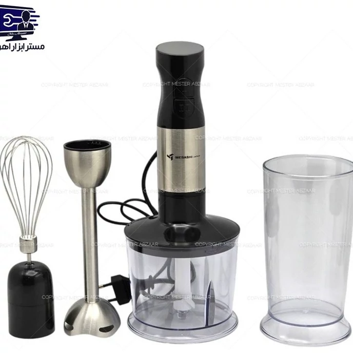 گوشت کوب برقی 4 کاره مباشی ژاپن 800 وات ( همزن خردکن مخلوط کن و...) مدل MEBASHI JAPAN ME-HM1100  