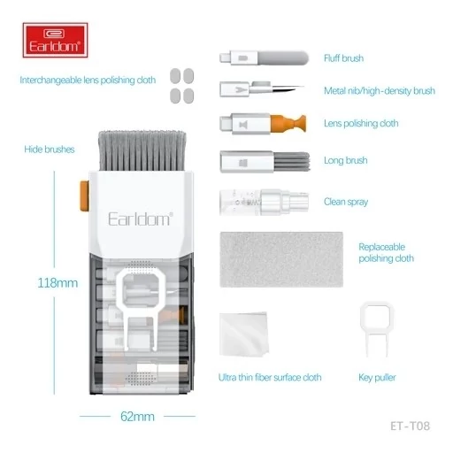 کیت تمیز کننده کیبورد و ایرپاد ارلدام مدل ET- T08جدید (پس کرایه)