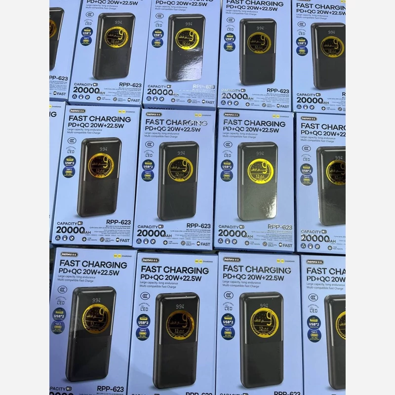 پاوربانک 20000 REMAX مدلRPP623  صدرصد اورجینال طرح جدید فست شارژ صفحە دیجیتالی