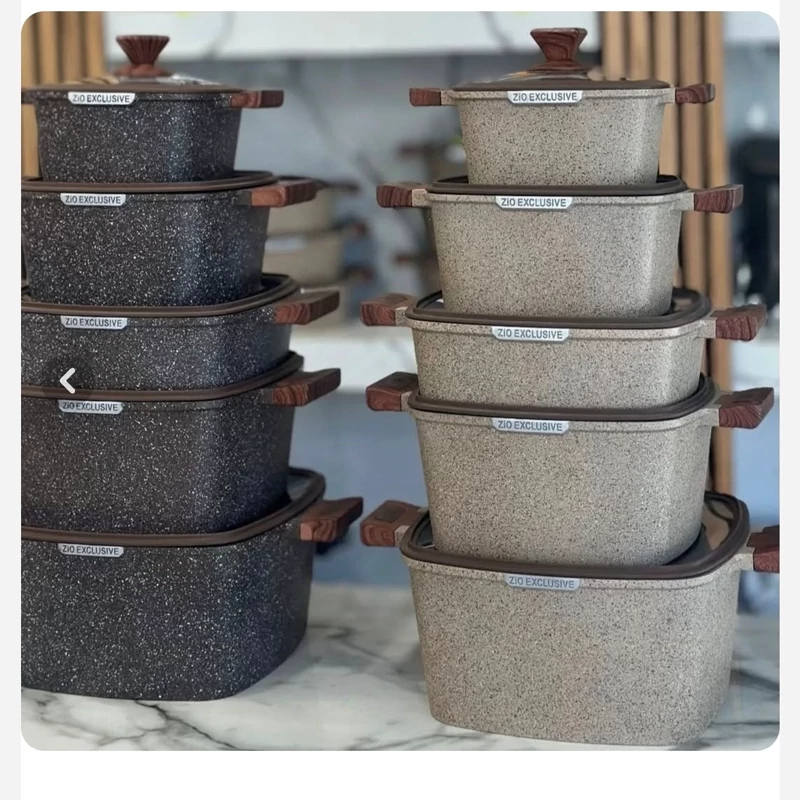 سرویس قابلمه 10پارچه مربعی گرانیتی زیو مدل ZCS-8300