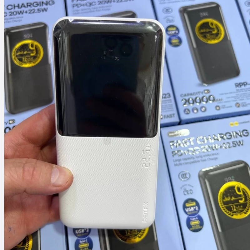 پاوربانک 20000 REMAX مدلRPP623  صدرصد اورجینال طرح جدید فست شارژ صفحە دیجیتالی