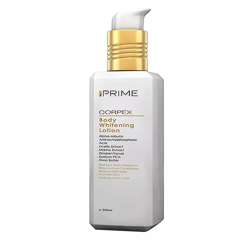 لوسیون روشن کننده بدن پریم مدل CORPEX (روشن کننده کشاله ران و زیر بغل و آرنج و زانو )ضد التهاب و ضد حساسیت ( 200 ML )