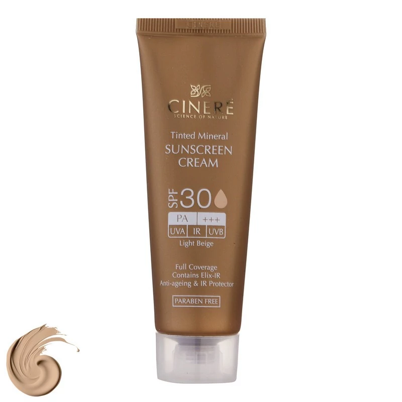 کرم ضدآفتاب رنگی سینره مدل SPF30 مناسب انواع پوست، حجم 50 میلیلیتر
