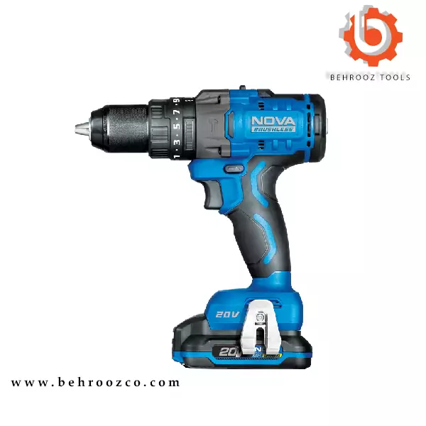 دریل شارژی 13 میلیمتری 20 ولت براشلس نووا مدل 7727 (24 ماه گارانتی)